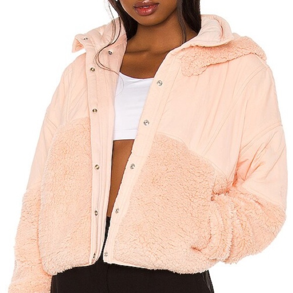 FP Movement Colorblock Sherpa Jacket Free People Fleece Activewear Coat Size L